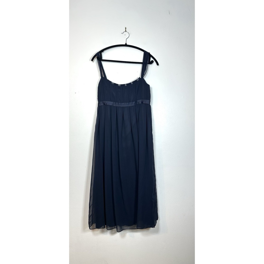 Vera Wang Maids Navy Midi Chiffon Formal‎ Cocktail Bridesmaid Dress Womens L